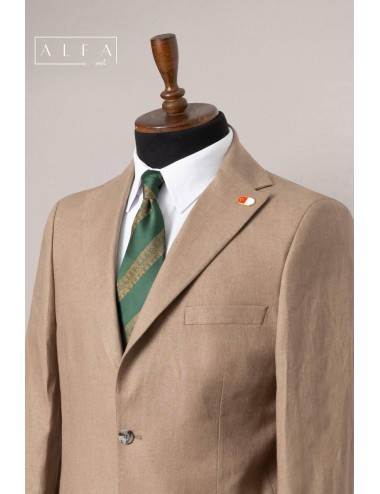 %100 Keten Taş Rengi Takım Elbise – Yazın Vazgeçilmez Doğallığı