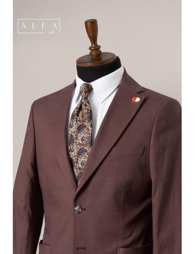 %100 Pamuk Keten Erkek Takım Elbise – Bordo